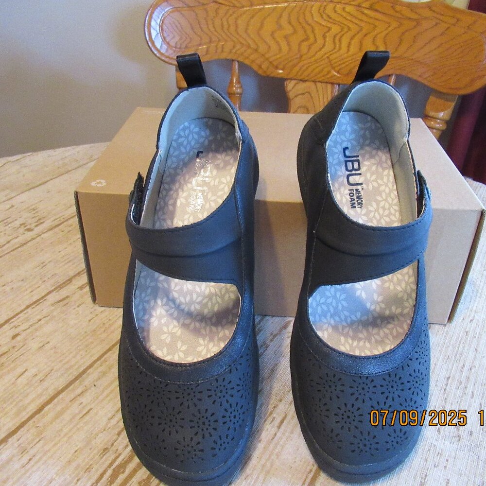 New JBU Black Flat Shoes (velcro closure) - Size 6.5M